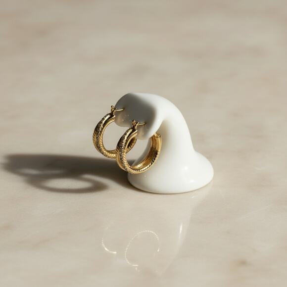 Ralph Lauren Jewelry - Lauren Ralph Lauren Gold Tone Twisted Crystal Hoop Earrings